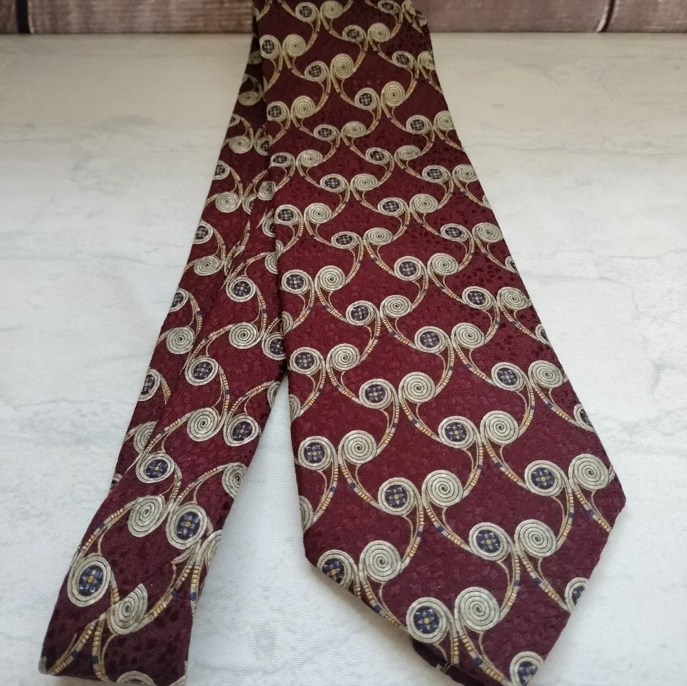 Robert Talbott Best Of Class Burgundy Silk Tie Necktie Swirl Abstract Boho